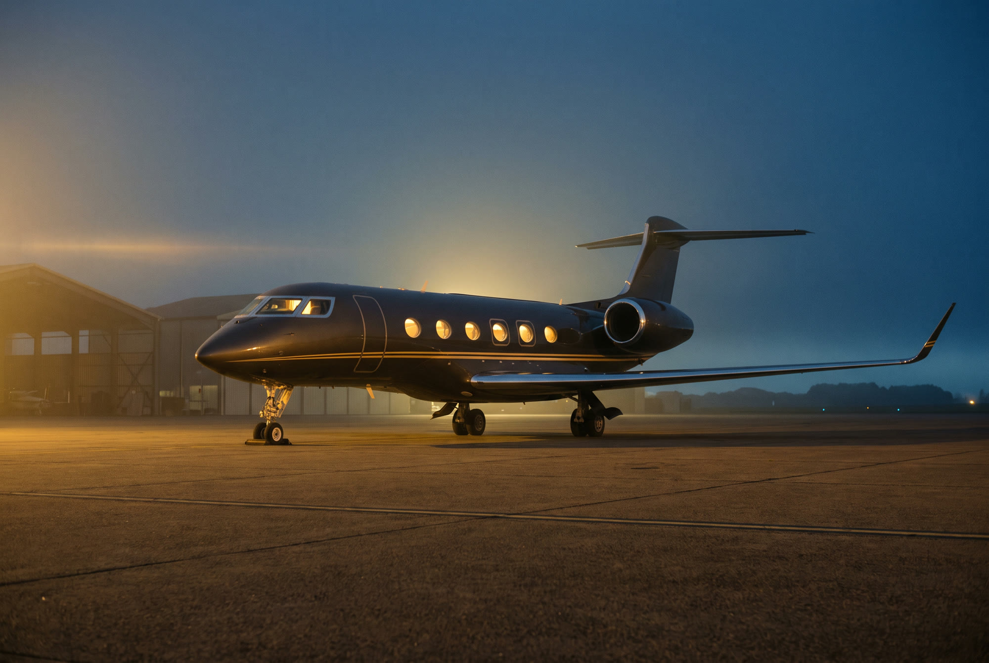 Heavy jet with airstairs deployed