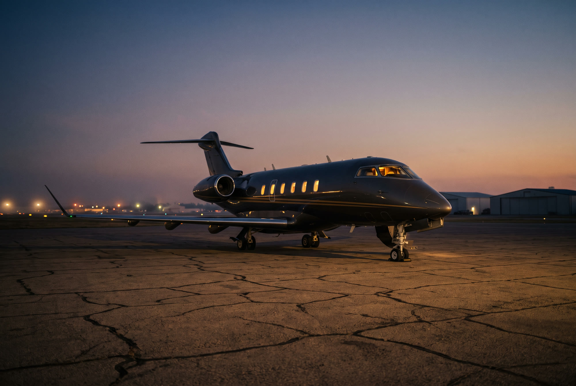 Midsize jet at a private terminal