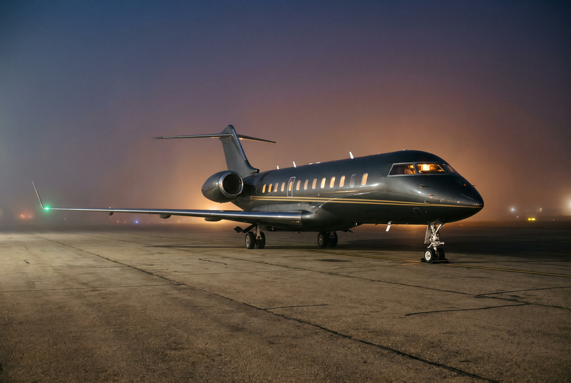 Ultra long range jet on a night apron